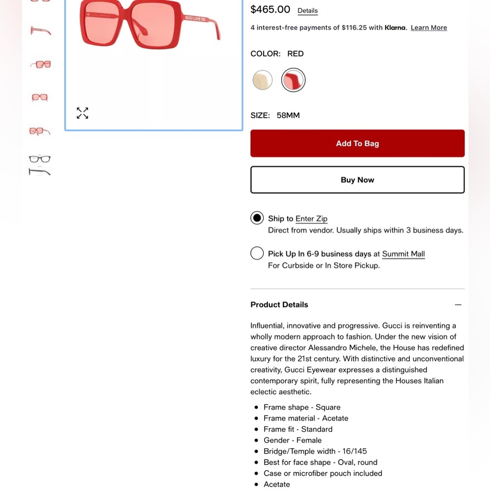 RED HOT GUCCI SUNGLASSES FROM THE PRESTIGE COLLECTION. GUCCI FANS SAY I LOVE YOU - Picture 11 of 16